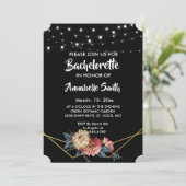 Floral Rustic Magnolia String Lights bachelor Einladung (Stehend Vorderseite)