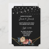 Floral Rustic Magnolia String Lights Hochzeit Einladung (Vorderseite)