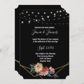 Floral Rustic Magnolia String Lights Hochzeit Einladung (Vorne/Hinten)