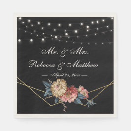 Floral Rustic Magnolia String Lights Serviette