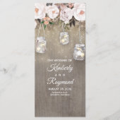 Floral Rustic Mason Jar Lights Hochzeitsprogramme Programm (Vorderseite)