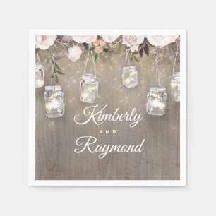 Floral Rustic Mason Jar Lights Serviette