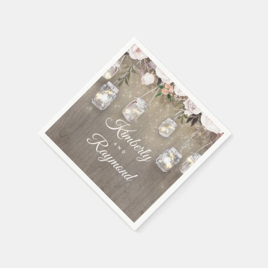 Floral Rustic Mason Jar Lights Serviette (Ecke)