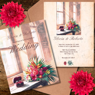 Floral Rustic Old Hacienda Mexican Wedding Einladung