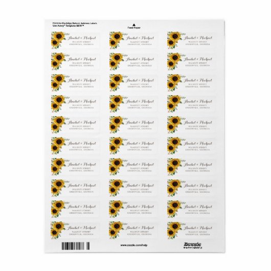 Floral Rustic Sunflower Country Stalladresse Label (Vorne)