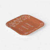 Floral Rustic Terracotta Paper Wedding Pappteller (Gewinkelt)