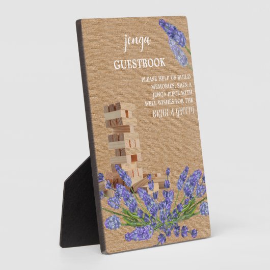 Floral Rustic Wedding Jenga Gästebuchsigne Fotoplatte (Seite)