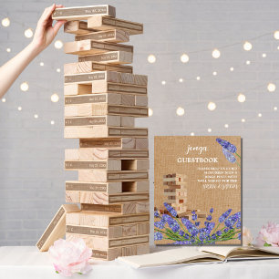 Floral Rustic Wedding Jenga Gästebuchsigne Poster