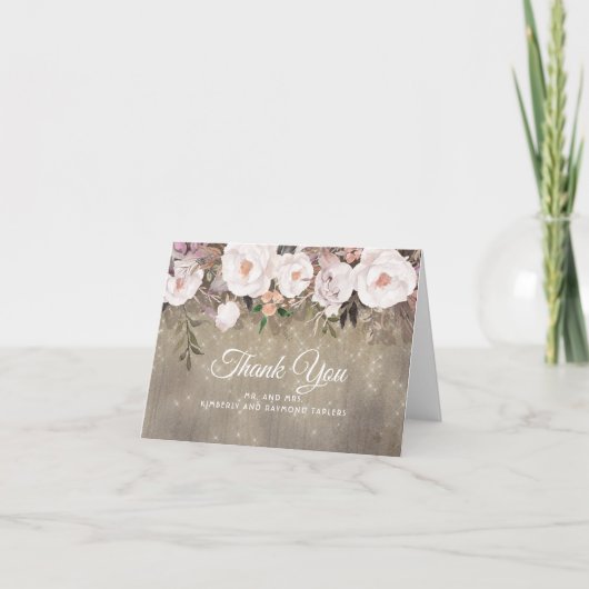 Floral Rustic Wedding Vielen Dank Dankeskarte (Vorderseite)