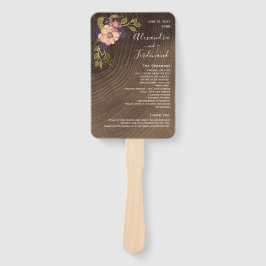 Floral Rustic Wood Wedding Programm Hand Fan Fächer