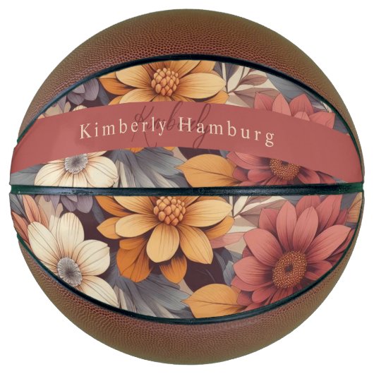Floral rustikal bunt bohemian botanisch basketball (Vorderseite)