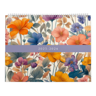 Floral rustikal bunt bohemian botanisch kalender