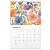 Floral rustikal bunt bohemian botanisch kalender (Feb 2027)
