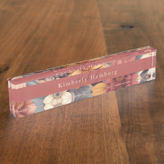 Floral rustikal bunt bohemian botanisch namensplakette (Seite)