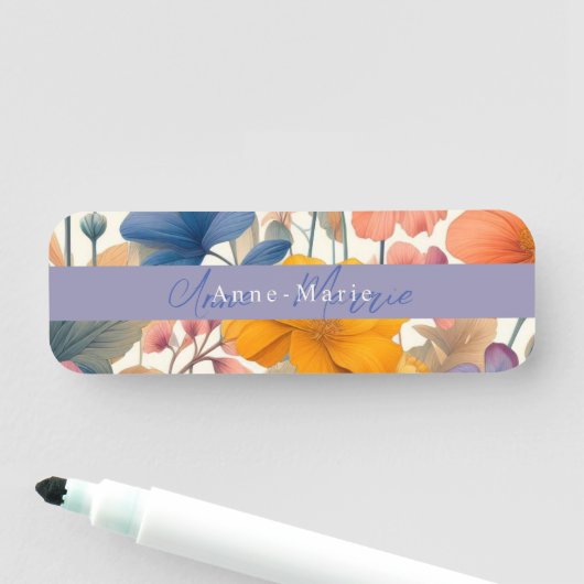 Floral rustikal bunt bohemian botanisch namensschild (Beispiel)