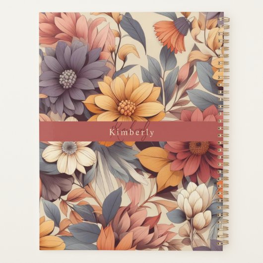 Floral rustikal bunt bohemian botanisch planer (Rückseite)