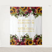 Floral rustikal elegante Hochzeitsstand Foto Stand Wandteppich (Vorderseite)