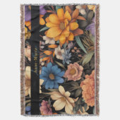 Floral rustikal Vintage elegante schwarz Decke (Vorderseite Vertikal)