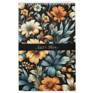 Floral rustikal Vintage elegante schwarz Kalender