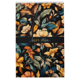 Floral rustikal Vintage elegante schwarz Kalender