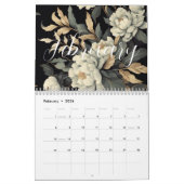Floral rustikal Vintage elegante schwarz Kalender (Feb 2026)