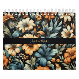 Floral rustikal Vintage elegante schwarz Kalender