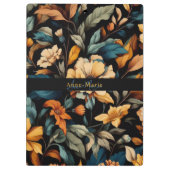 Floral rustikal Vintage elegante schwarz Klemmbrett (Rückseite)