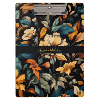 Floral rustikal Vintage elegante schwarz Klemmbrett