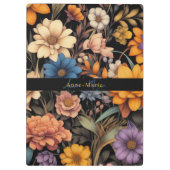 Floral rustikal Vintage elegante schwarz Klemmbrett (Rückseite)