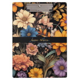 Floral rustikal Vintage elegante schwarz Klemmbrett