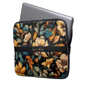 Floral rustikal Vintage elegante schwarz Laptopschutzhülle (Vorderseite Links)