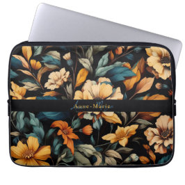 Floral rustikal Vintage elegante schwarz Laptopschutzhülle
