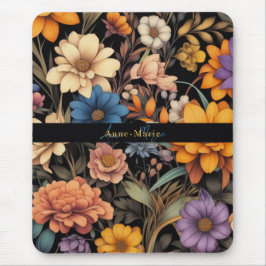 Floral rustikal Vintage elegante schwarz Mousepad