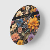 Floral rustikal Vintage elegante schwarz Runde Wanduhr (Winkel)
