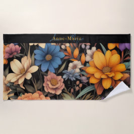 Floral rustikal Vintage elegante schwarz Strandtuch