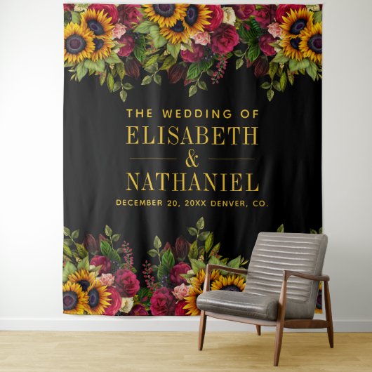 Floral rustikale Hochzeitsstand Foto Stand Schwarz Wandteppich (Beispiel)