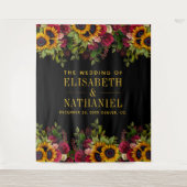 Floral rustikale Hochzeitsstand Foto Stand Schwarz Wandteppich (Vorderseite)