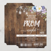 Floral Rustikaler Abschluss Prom Nachtkarte Einladung (Vorne/Hinten)