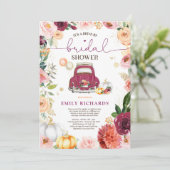 Floral rustikaler Pumpkettenantrieb mit dem Brautp Einladung (Stehend Vorderseite)