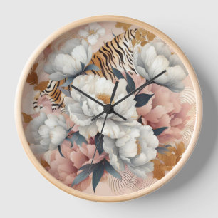Floral rustikaler Vintager eleganter Tiger Uhr