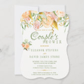 Floral rustikales Gold elegante Paare Dusche Einladung (Vorderseite)