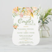 Floral rustikales Gold elegante Paare Dusche Einladung (Stehend Vorderseite)