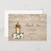 Floral rustikales Holz Lantern Magnolia String Lig Dankeskarte (Vorne/Hinten)