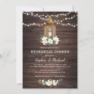 Floral rustikales Holz Lantern Magnolia String Lig Einladung