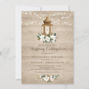 Floral rustikales Holz Lantern Magnolia String Lig Einladung