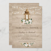 Floral rustikales Holz Lantern Magnolia String Lig Einladung (Vorne/Hinten)