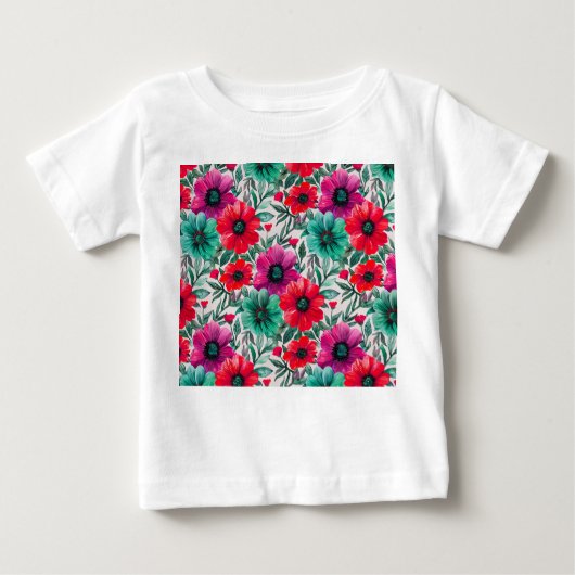Floral rustikales Retromuster Baby T-shirt (Vorderseite)