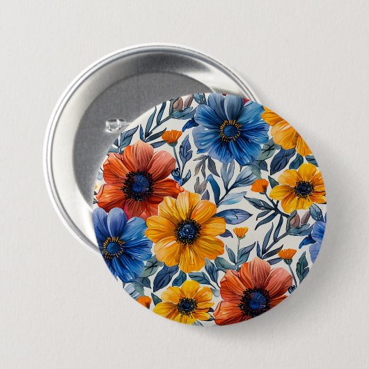 Floral rustikales Retromuster Button (Vorne & Hinten)