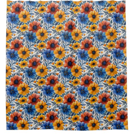 Floral rustikales Retromuster Duschvorhang (Vorderseite)