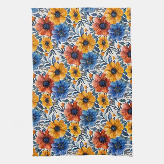 Floral rustikales Retromuster Geschirrtuch (Vertikal)